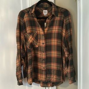 Urban outfitters green and orange keanu flannel